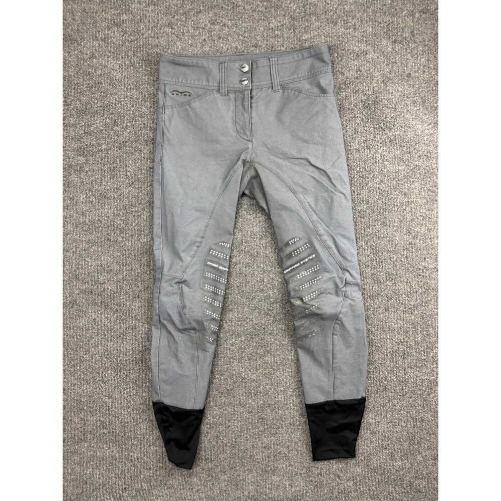 Animo Pants Womens Medium‎ Gray Riding Breeches Silicone Knee Grip Made Italy